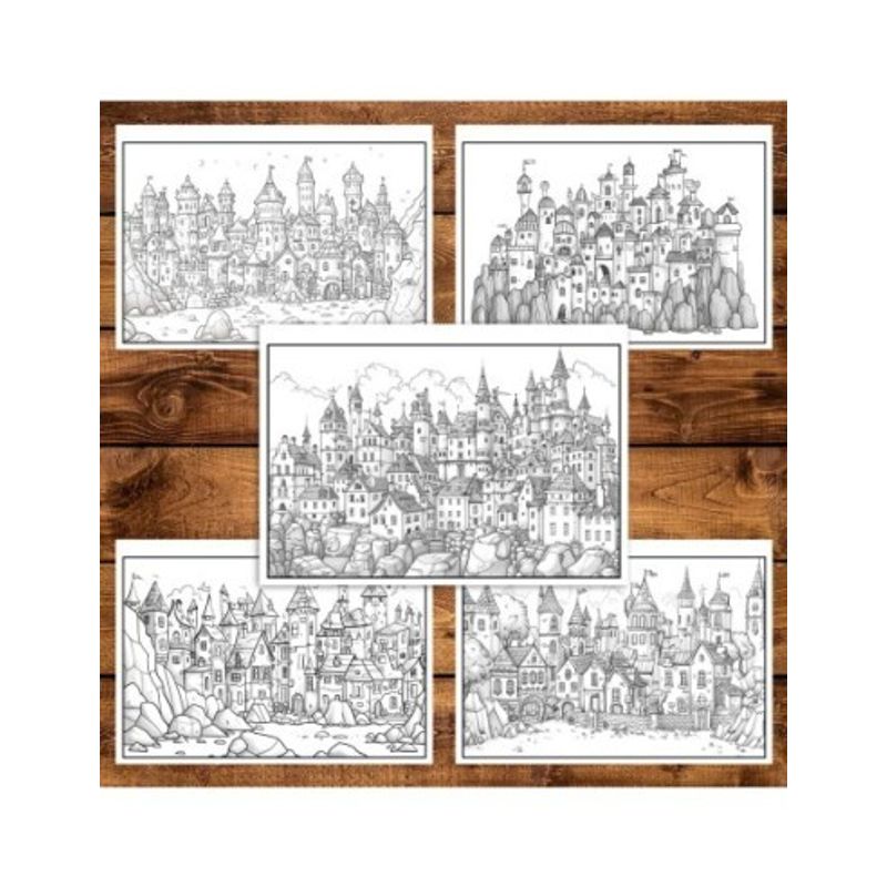 Carti si Birotica - Carti - Carti pentru copii - Carti de colorat - Carte de colorat pentru relaxare si antistres, 40 de ilustratii, Fantasy Houses, 86 pagini, A5 - Infinity.ro