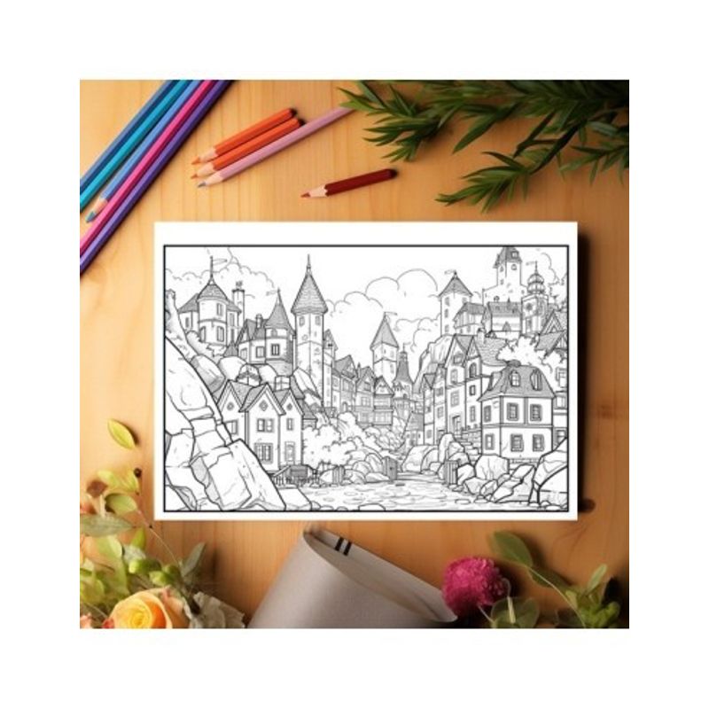 Carti si Birotica - Carti - Carti pentru copii - Carti de colorat - Carte de colorat pentru relaxare si antistres, 40 de ilustratii, Fantasy Houses, 86 pagini, A5 - Infinity.ro