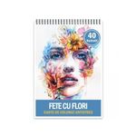 Carti si Birotica - Carti - Carti pentru copii - Carti de colorat - Carte de colorat pentru relaxare si antistres, 40 de ilustratii, Fete cu Flori, 86 pagini, A5 - Infinity.ro