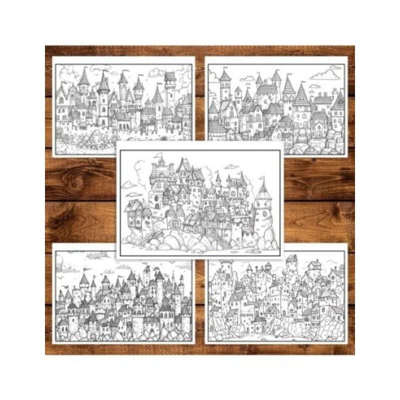 Carti si Birotica - Carti - Carti pentru copii - Carti de colorat - Carte de colorat pentru relaxare si antistres, 40 de ilustratii, Fantasy Houses, 86 pagini, A5 - Infinity.ro