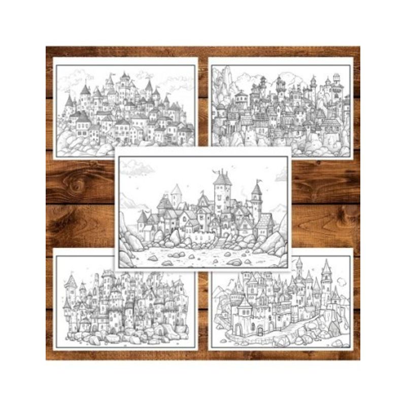 Carti si Birotica - Carti - Carti pentru copii - Carti de colorat - Carte de colorat pentru relaxare si antistres, 40 de ilustratii, Fantasy Houses, 86 pagini, A5 - Infinity.ro