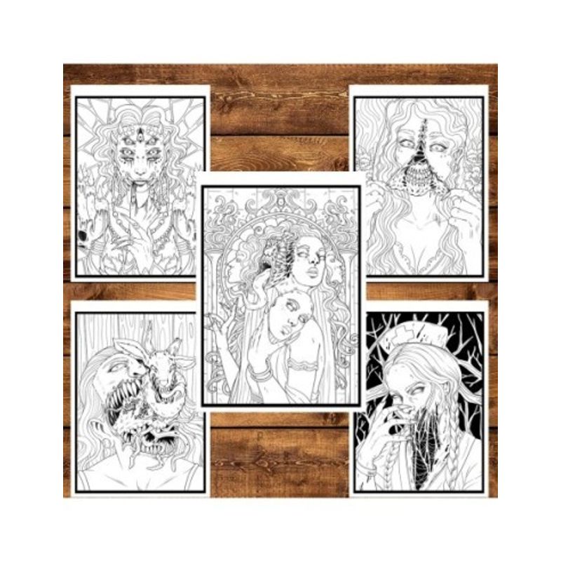 Carti si Birotica - Carti - Carti pentru copii - Carti de colorat - Carte de colorat pentru relaxare si antistres, 40 de ilustratii, Cosmaruri - Volumul II, 86 pagini, A5 - Infinity.ro