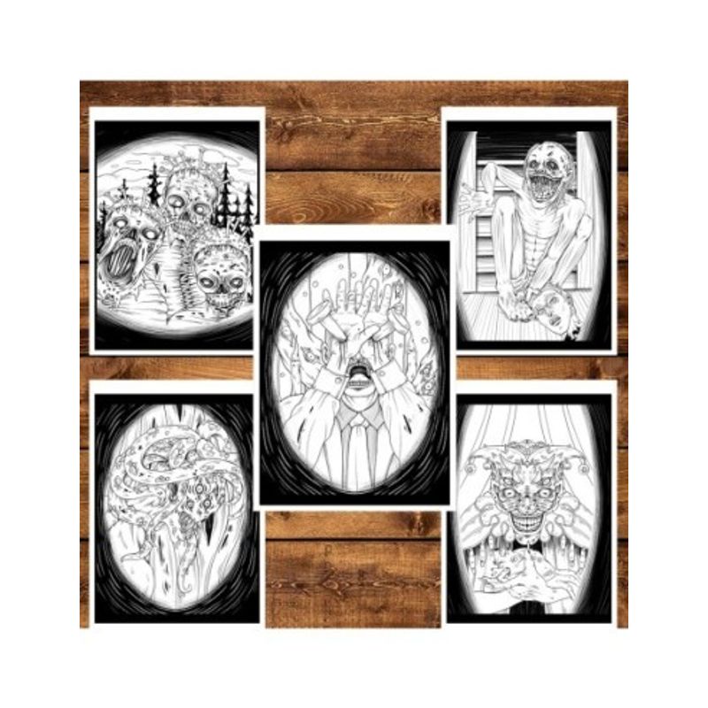 Carti si Birotica - Carti - Carti pentru copii - Carti de colorat - Carte de colorat pentru relaxare si antistres, 40 de ilustratii, Cosmaruri - Volumul I, 86 pagini, A5 - Infinity.ro