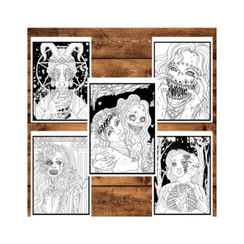 Carti si Birotica - Carti - Carti pentru copii - Carti de colorat - Carte de colorat pentru relaxare si antistres, 40 de ilustratii, Cosmaruri - Volumul II, 86 pagini, A5 - Infinity.ro