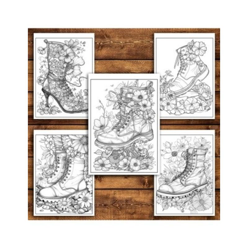 Carti si Birotica - Carti - Carti pentru copii - Carti de colorat - Carte de colorat pentru relaxare si antistres, 40 de ilustratii, Cizme cu Flori, 86 pagini, A5 - Infinity.ro