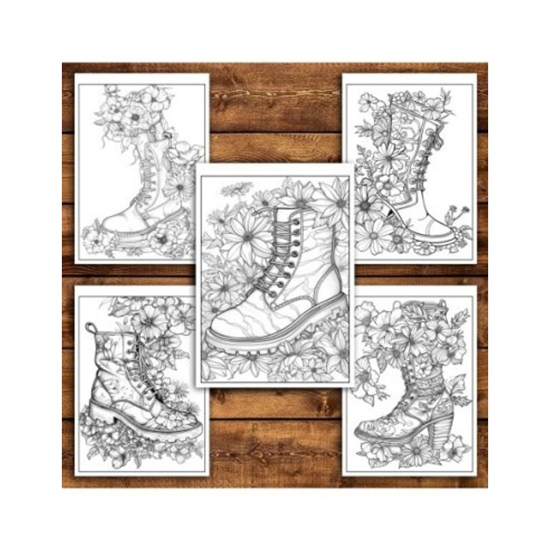 Carti si Birotica - Carti - Carti pentru copii - Carti de colorat - Carte de colorat pentru relaxare si antistres, 40 de ilustratii, Cizme cu Flori, 86 pagini, A5 - Infinity.ro