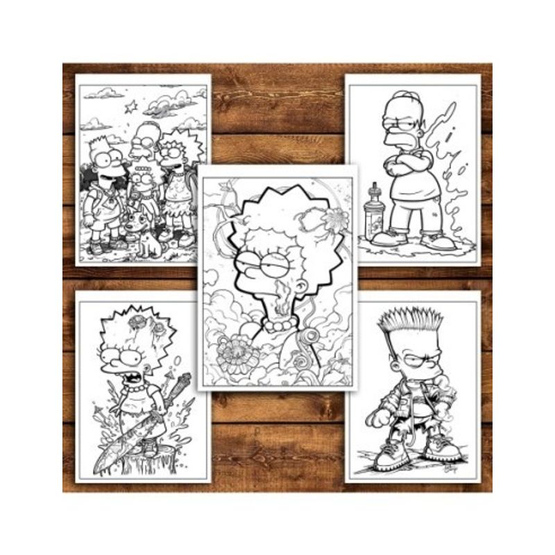 Carti si Birotica - Carti - Carti pentru copii - Carti de colorat - Carte de colorat pentru relaxare si antistres, 40 de ilustratii, Graffiti Simpsons, 86 pagini, A5 - Infinity.ro