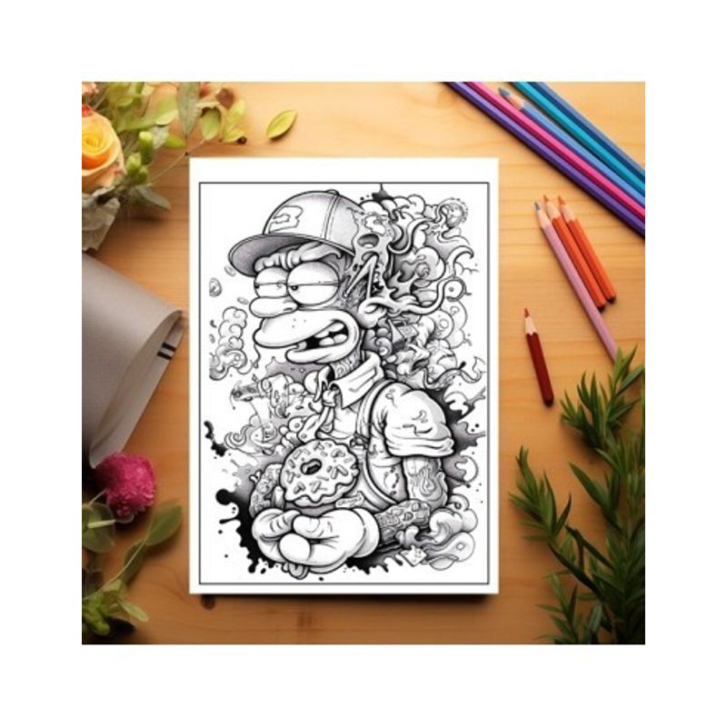 Carti si Birotica - Carti - Carti pentru copii - Carti de colorat - Carte de colorat pentru relaxare si antistres, 40 de ilustratii, Graffiti Simpsons, 86 pagini, A5 - Infinity.ro