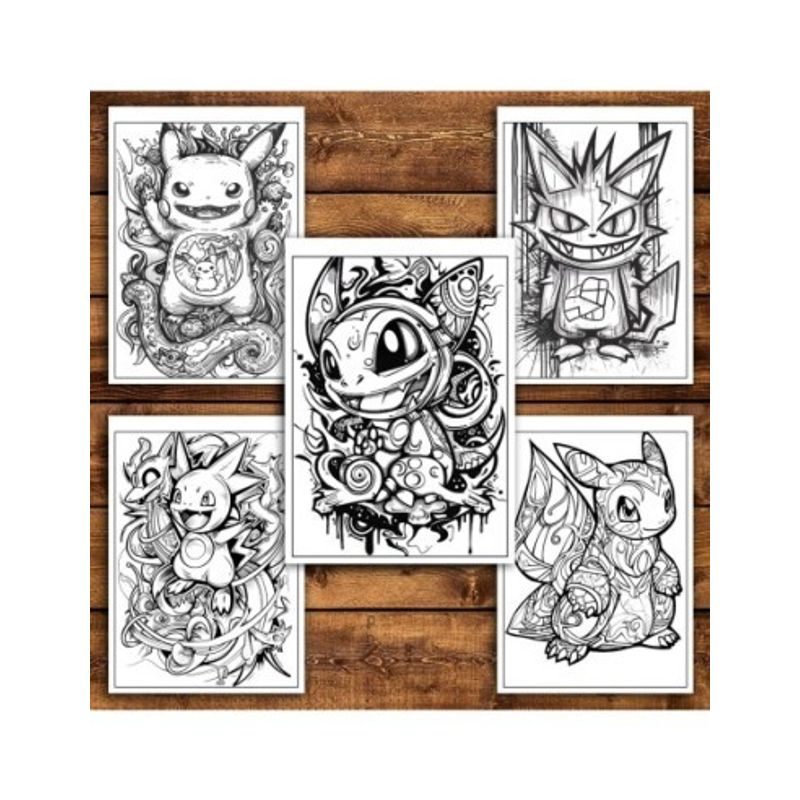 Carti si Birotica - Carti - Carti pentru copii - Carti de colorat - Carte de colorat pentru relaxare si antistres, 40 de ilustratii, Graffiti Pokemon, 86 pagini, A5 - Infinity.ro