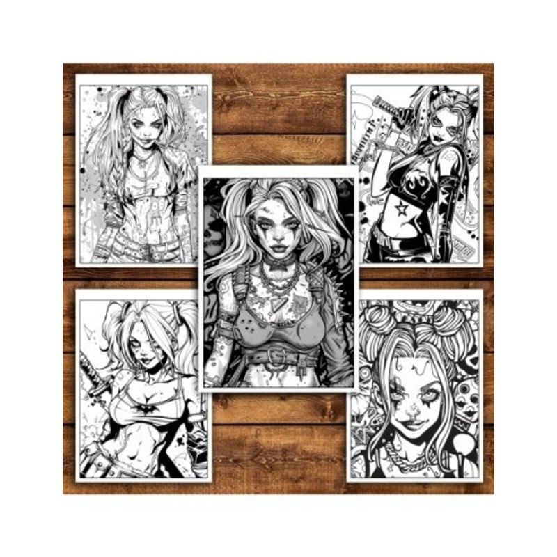 Carti si Birotica - Carti - Carti pentru copii - Carti de colorat - Carte de colorat pentru relaxare si antistres, 40 de ilustratii, Harley Quinn, 86 pagini, A5 - Infinity.ro
