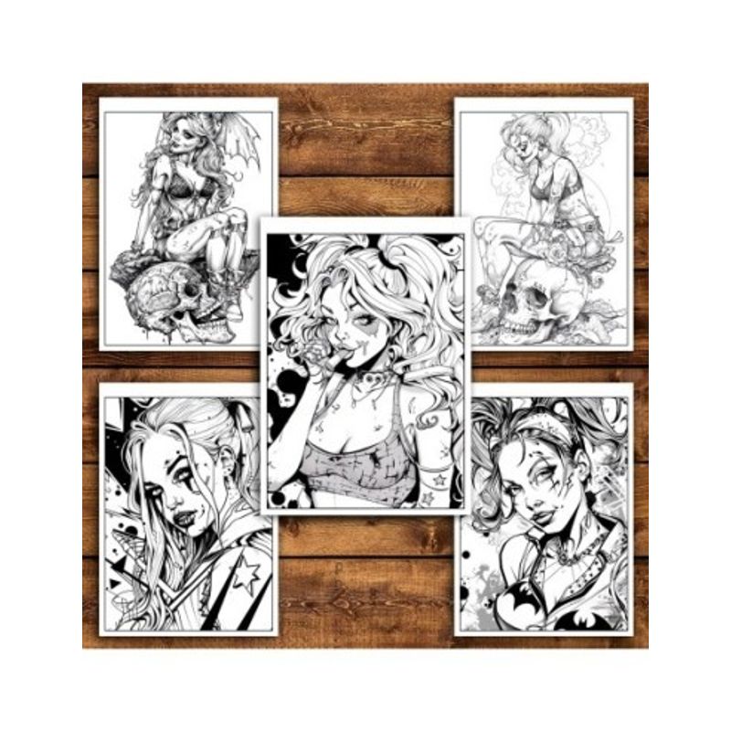 Carti si Birotica - Carti - Carti pentru copii - Carti de colorat - Carte de colorat pentru relaxare si antistres, 40 de ilustratii, Harley Quinn, 86 pagini, A5 - Infinity.ro