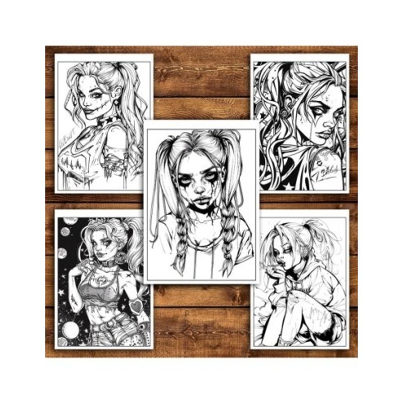Carti si Birotica - Carti - Carti pentru copii - Carti de colorat - Carte de colorat pentru relaxare si antistres, 40 de ilustratii, Harley Quinn, 86 pagini, A5 - Infinity.ro