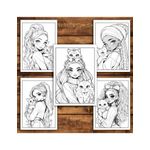 Carti si Birotica - Carti - Carti pentru copii - Carti de colorat - Carte de colorat pentru relaxare si antistres, 40 de ilustratii, Girls with Cats, 106 pagini, A5 - Infinity.ro