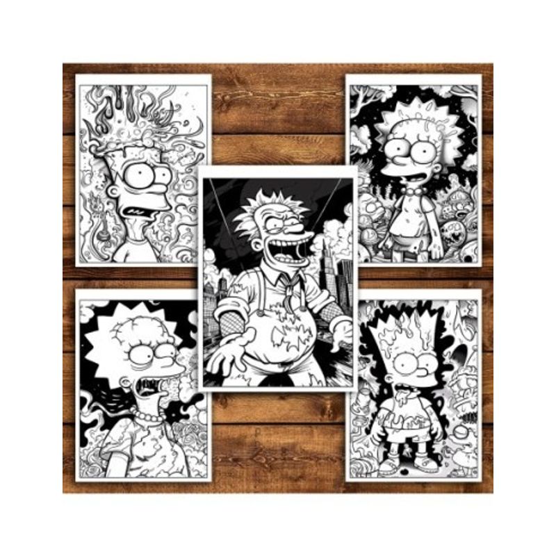 Carti si Birotica - Carti - Carti pentru copii - Carti de colorat - Carte de colorat pentru relaxare si antistres, 40 de ilustratii, Graffiti Simpsons, 86 pagini, A5 - Infinity.ro