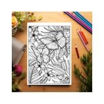 Carti si Birotica - Carti - Carti pentru copii - Carti de colorat - Carte de colorat pentru relaxare si antistres, 40 de ilustratii, Fluturasi cu Flori - Volumul II, 86 pagini, A5 - Infinity.ro