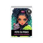 Carti si Birotica - Carti - Carti pentru copii - Carti de colorat - Carte de colorat pentru relaxare si antistres, 40 de ilustratii, Girls with Cats, 106 pagini, A5 - Infinity.ro