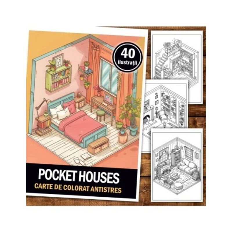 Carti si Birotica - Carti - Carti pentru copii - Carti de colorat - Carte de colorat pentru relaxare si antistres, 40 de ilustratii, Pocket House, 86 pagini, A5 - Infinity.ro