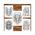 Carti si Birotica - Carti - Carti pentru copii - Carti de colorat - Carte de colorat pentru relaxare si antistres, 43 de ilustratii, Tatuaje Bestiale, 92 pagini, A5 - Infinity.ro