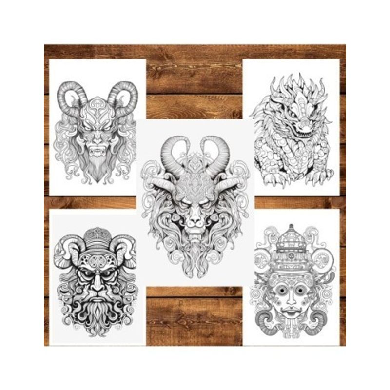 Carti si Birotica - Carti - Carti pentru copii - Carti de colorat - Carte de colorat pentru relaxare si antistres, 43 de ilustratii, Tatuaje Bestiale, 92 pagini, A5 - Infinity.ro