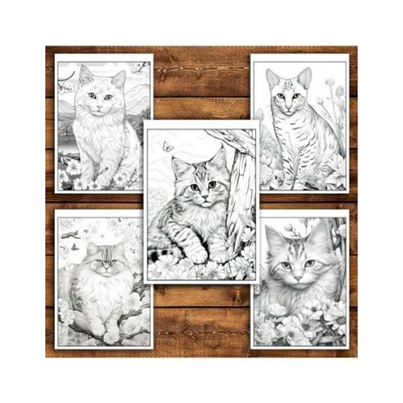 Carti si Birotica - Carti - Carti pentru copii - Carti de colorat - Carte de colorat pentru relaxare si antistres, 40 de ilustratii, Spring Cats, 86 pagini, A5 - Infinity.ro