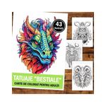 Carti si Birotica - Carti - Carti pentru copii - Carti de colorat - Carte de colorat pentru relaxare si antistres, 43 de ilustratii, Tatuaje Bestiale, 92 pagini, A5 - Infinity.ro