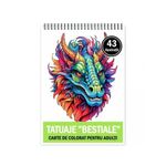 Carti si Birotica - Carti - Carti pentru copii - Carti de colorat - Carte de colorat pentru relaxare si antistres, 43 de ilustratii, Tatuaje Bestiale, 92 pagini, A5 - Infinity.ro