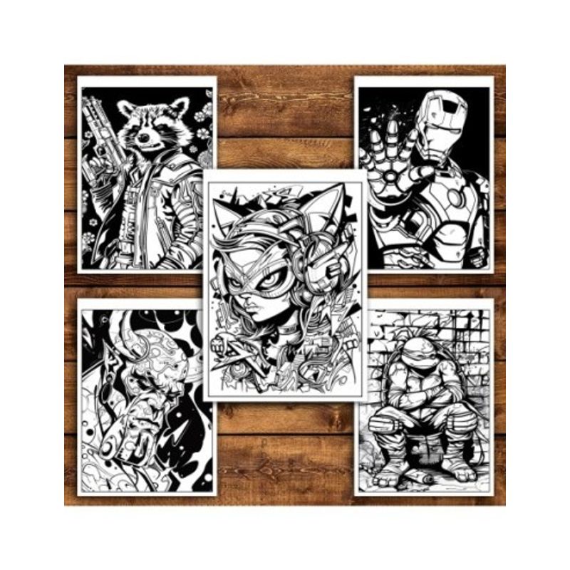 Carti si Birotica - Carti - Carti pentru copii - Carti de colorat - Carte de colorat pentru relaxare si antistres, 40 de ilustratii, Supereroi in stil graffiti - Volumul II, 86 pagini, A5 - Infinity.ro