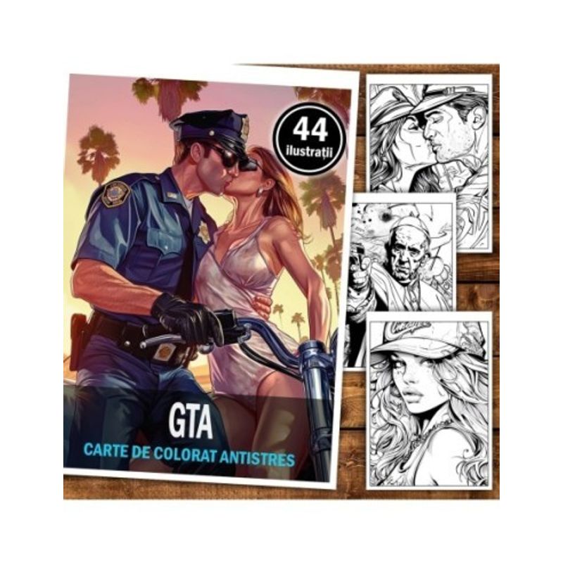 Carti si Birotica - Carti - Carti pentru copii - Carti de colorat - Carte de colorat pentru relaxare si antistres, 44 de ilustratii, GTA, 94 pagini, A5 - Infinity.ro