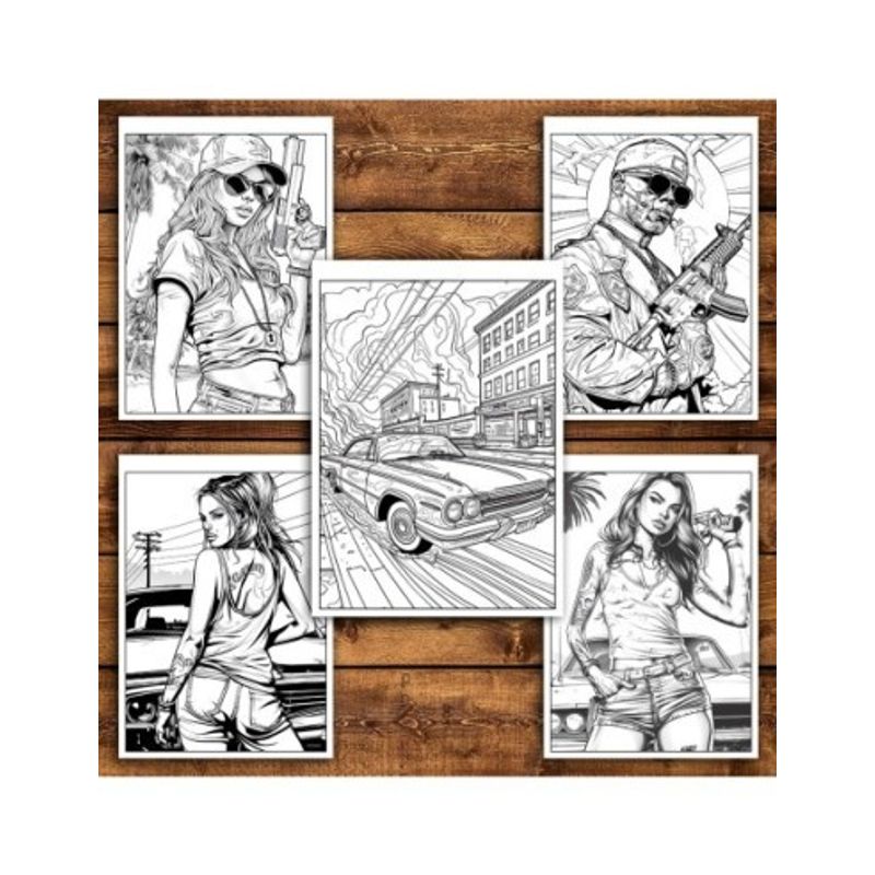 Carti si Birotica - Carti - Carti pentru copii - Carti de colorat - Carte de colorat pentru relaxare si antistres, 44 de ilustratii, GTA, 94 pagini, A5 - Infinity.ro