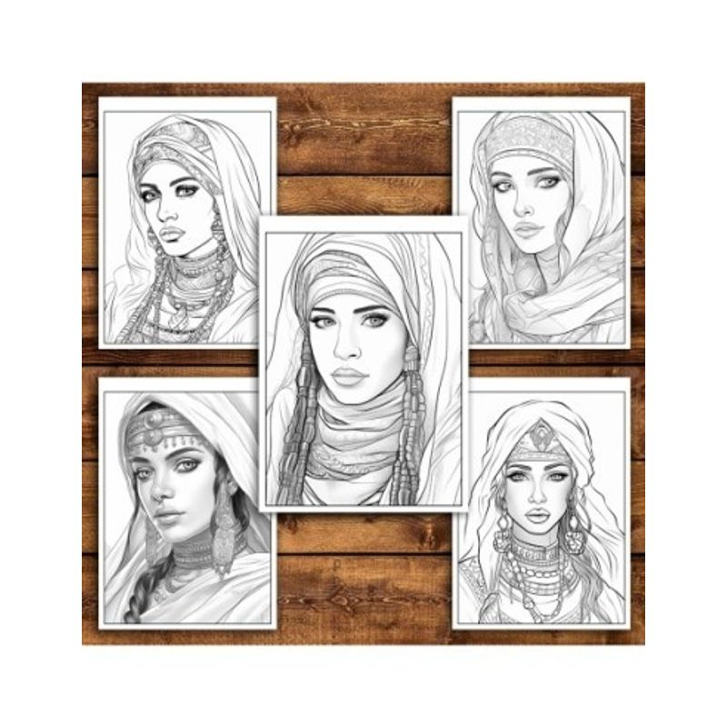 Carti si Birotica - Carti - Carti pentru copii - Carti de colorat - Carte de colorat pentru relaxare si antistres, 45 de ilustratii, Femei Orientale, 96 pagini, A5 - Infinity.ro