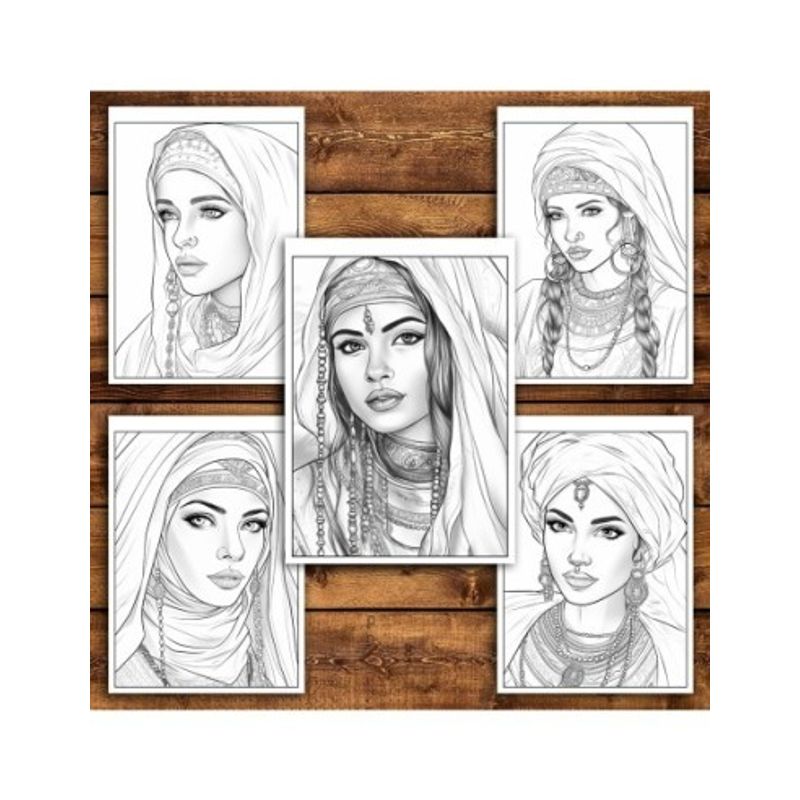 Carti si Birotica - Carti - Carti pentru copii - Carti de colorat - Carte de colorat pentru relaxare si antistres, 45 de ilustratii, Femei Orientale, 96 pagini, A5 - Infinity.ro