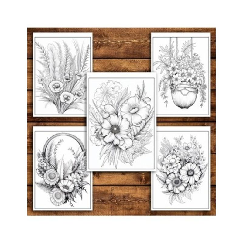 Carti si Birotica - Carti - Carti pentru copii - Carti de colorat - Carte de colorat pentru relaxare si antistres, 45 de ilustratii, Flori Boho, 96 pagini, A5 - Infinity.ro