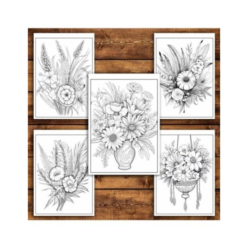 Carti si Birotica - Carti - Carti pentru copii - Carti de colorat - Carte de colorat pentru relaxare si antistres, 45 de ilustratii, Flori Boho, 96 pagini, A5 - Infinity.ro