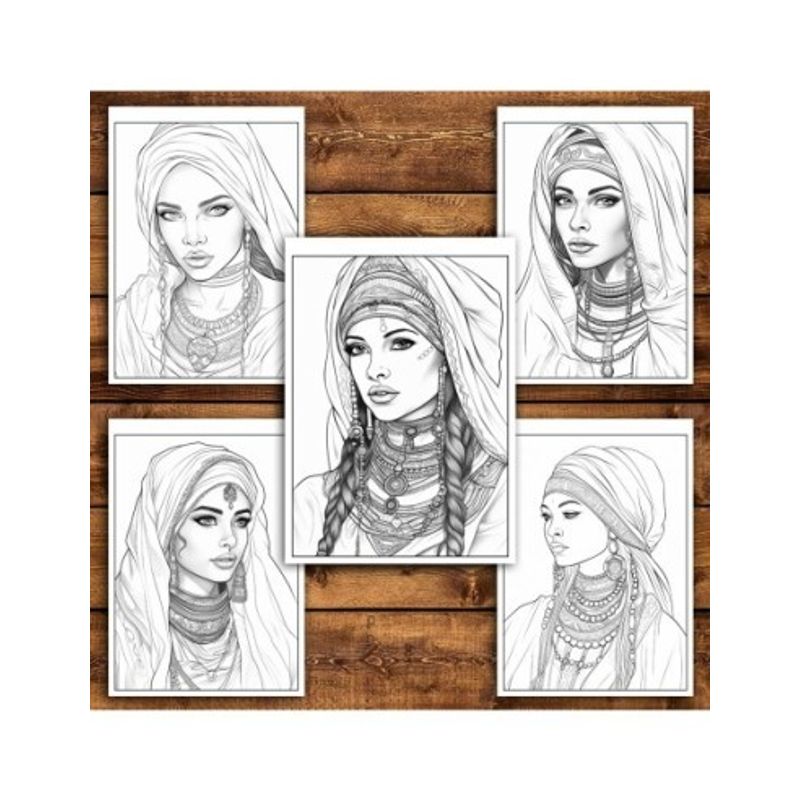 Carti si Birotica - Carti - Carti pentru copii - Carti de colorat - Carte de colorat pentru relaxare si antistres, 45 de ilustratii, Femei Orientale, 96 pagini, A5 - Infinity.ro