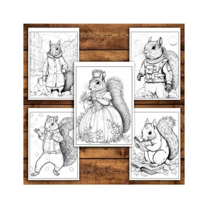 Carti si Birotica - Carti - Carti pentru copii - Carti de colorat - Carte de colorat pentru relaxare si antistres, 45 de ilustratii, Fantasy Squirrels 96 pagini, A5 - Infinity.ro