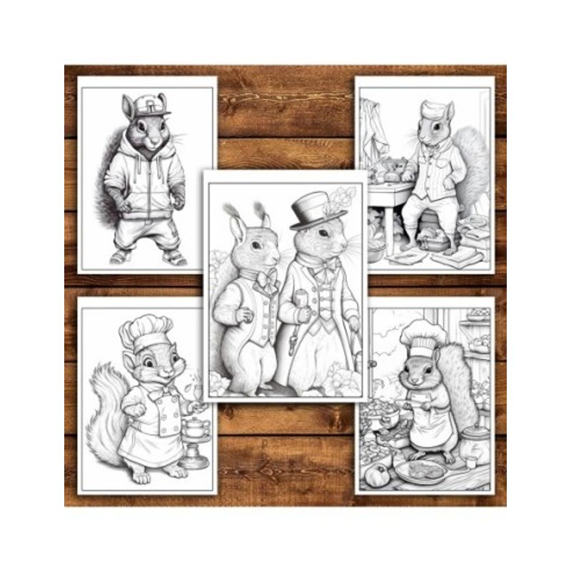 Carti si Birotica - Carti - Carti pentru copii - Carti de colorat - Carte de colorat pentru relaxare si antistres, 45 de ilustratii, Fantasy Squirrels 96 pagini, A5 - Infinity.ro