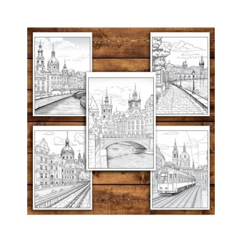 Carti si Birotica - Carti - Carti pentru copii - Carti de colorat - Carte de colorat pentru relaxare si antistres, 45 de ilustratii, Praga, 96 pagini, A5 - Infinity.ro