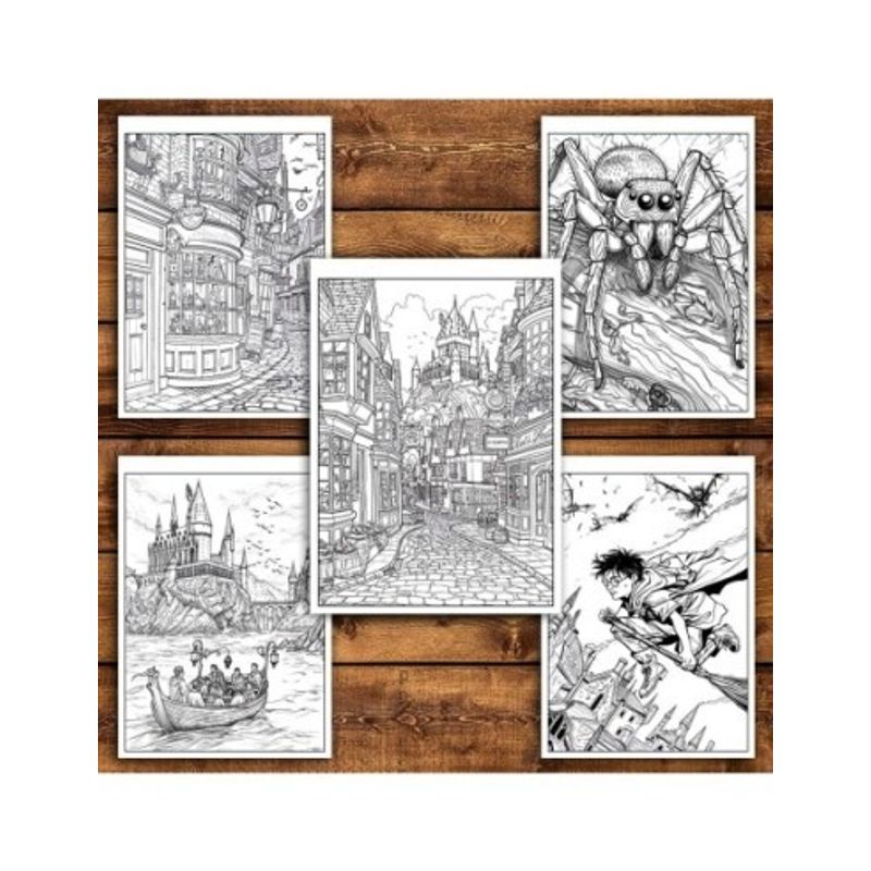 Carti si Birotica - Carti - Carti pentru copii - Carti de colorat - Carte de colorat pentru relaxare si antistres, 46 de ilustratii, Minunile din Hogwarts, 98 pagini, A5 - Infinity.ro