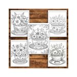 Carti si Birotica - Carti - Carti pentru copii - Carti de colorat - Carte de colorat pentru relaxare si antistres, 45 de ilustratii, Teacup Flowers, 96 pagini, A5 - Infinity.ro