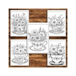 Carti si Birotica - Carti - Carti pentru copii - Carti de colorat - Carte de colorat pentru relaxare si antistres, 45 de ilustratii, Teacup Flowers, 96 pagini, A5 - Infinity.ro