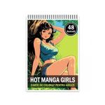 Carti si Birotica - Carti - Carti pentru copii - Carti de colorat - Carte de colorat pentru relaxare si antistres, 48 de ilustratii, Hot Manga Girls, 106 pagini, A5 - Infinity.ro