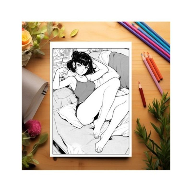 Carti si Birotica - Carti - Carti pentru copii - Carti de colorat - Carte de colorat pentru relaxare si antistres, 48 de ilustratii, Hot Manga Girls, 106 pagini, A5 - Infinity.ro