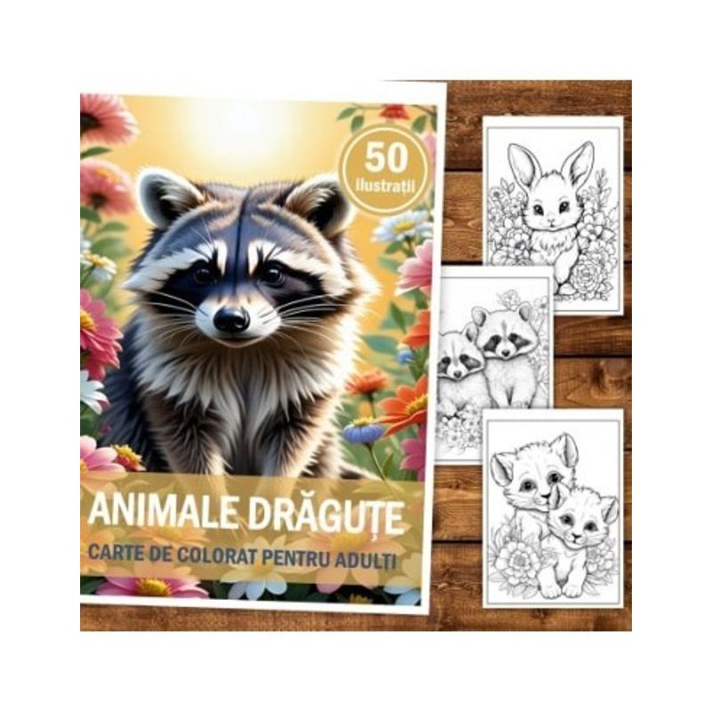Carti si Birotica - Carti - Carti pentru copii - Carti de colorat - Carte de colorat pentru relaxare si antistres, 50 de ilustratii, Animale dragute, 106 pagini, A5 - Infinity.ro