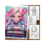 Carti si Birotica - Carti - Carti pentru copii - Carti de colorat - Carte de colorat pentru relaxare si antistres, 47 de ilustratii, Anime Mermaids - Volumul II, 100 pagini, A5 - Infinity.ro