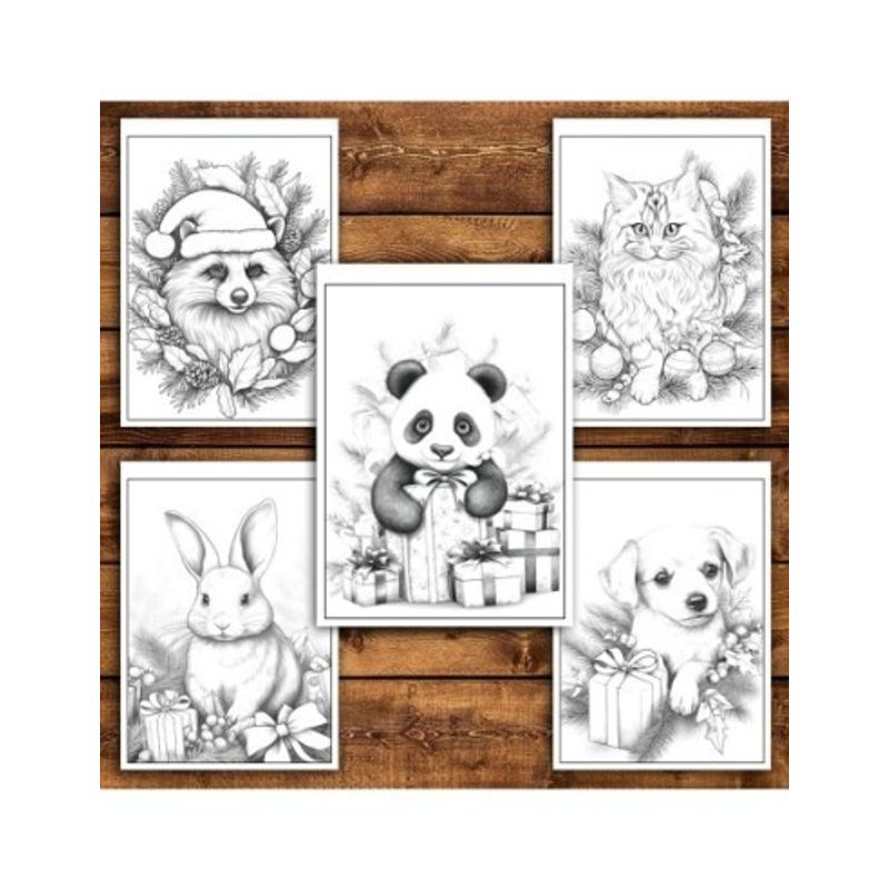 Carti si Birotica - Carti - Carti pentru copii - Carti de colorat - Carte de colorat pentru relaxare si antistres, 50 de ilustratii, Animalute Festive, 106 pagini, A5 - Infinity.ro