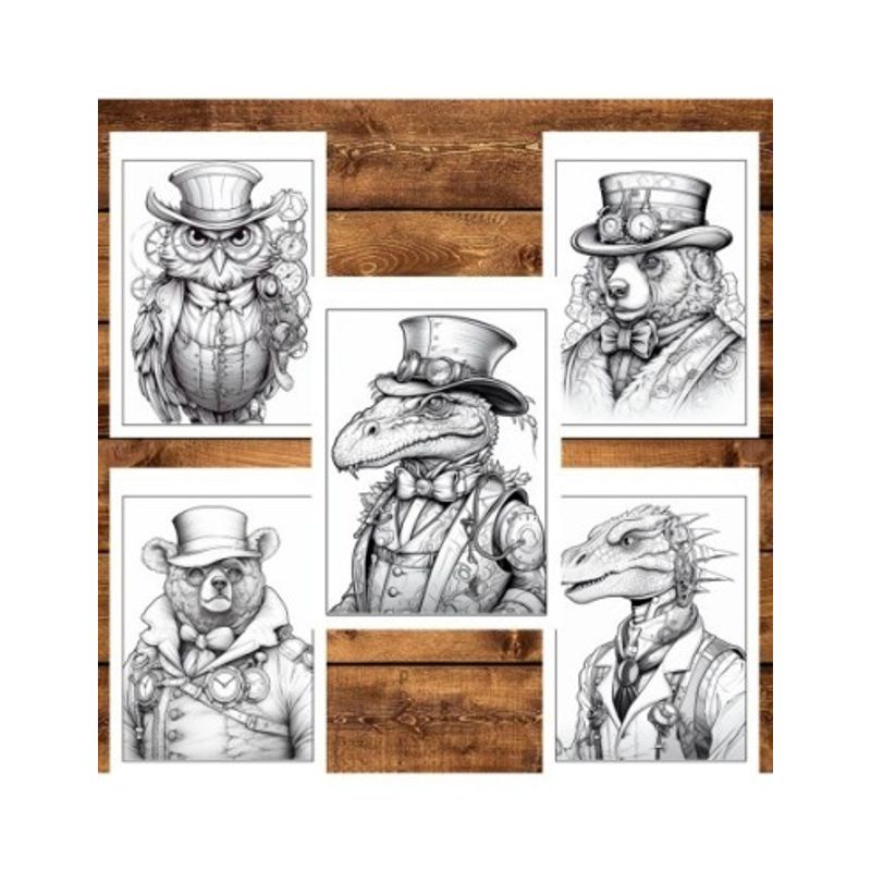 Carti si Birotica - Carti - Carti pentru copii - Carti de colorat - Carte de colorat pentru relaxare si antistres, 50 de ilustratii, Animale Steampunk, 106 pagini, A5 - Infinity.ro