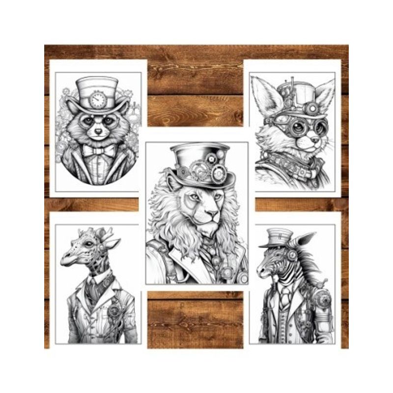 Carti si Birotica - Carti - Carti pentru copii - Carti de colorat - Carte de colorat pentru relaxare si antistres, 50 de ilustratii, Animale Steampunk, 106 pagini, A5 - Infinity.ro