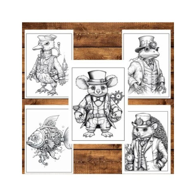 Carti si Birotica - Carti - Carti pentru copii - Carti de colorat - Carte de colorat pentru relaxare si antistres, 50 de ilustratii, Animale Steampunk, 106 pagini, A5 - Infinity.ro