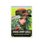 Carti si Birotica - Carti - Carti pentru copii - Carti de colorat - Carte de colorat pentru relaxare si antistres, 50 de ilustratii, Anime Army Girls, 106 pagini, A5 - Infinity.ro