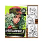 Carti si Birotica - Carti - Carti pentru copii - Carti de colorat - Carte de colorat pentru relaxare si antistres, 50 de ilustratii, Anime Army Girls, 106 pagini, A5 - Infinity.ro